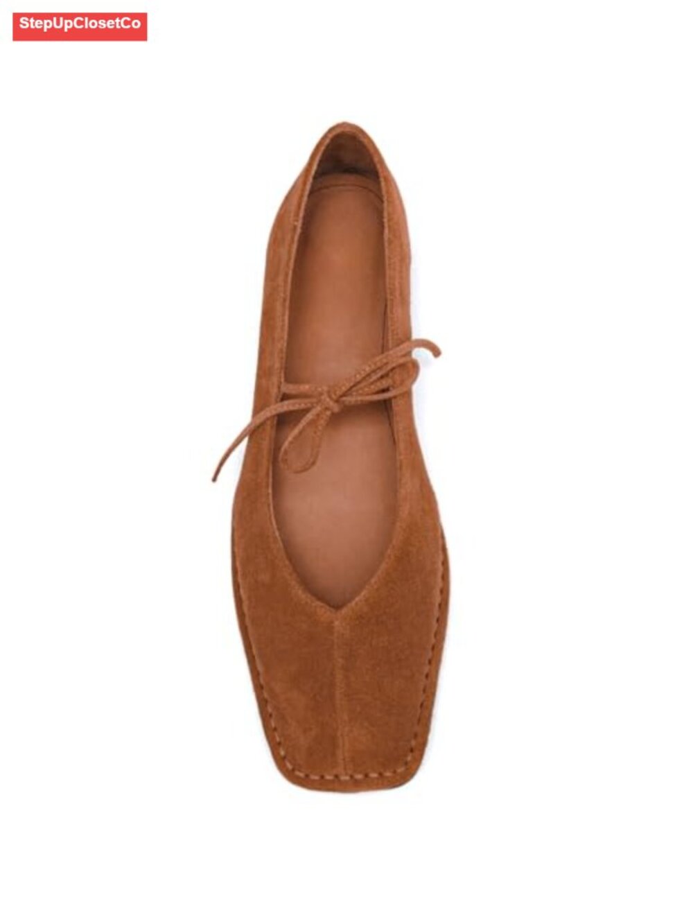 Lace Up Ballet Flats Women Square Toe Mary Jane Bow Slip On Faux Leather